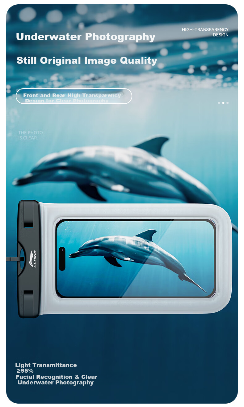 LI-NING Waterproof Touchscreen Phone Pouch Swimming Dustproof Protective Case Underwater Shooting Tool 7161 Black 6