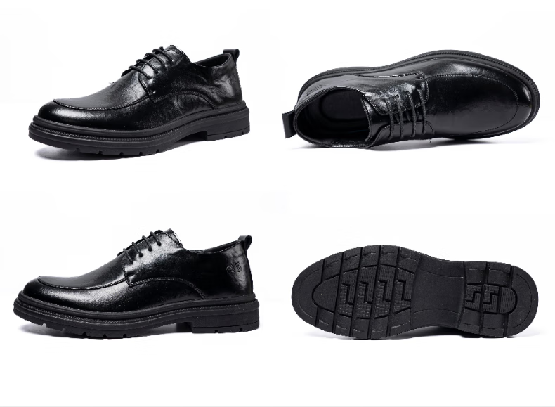 Jingzhenlianggong Men's Genuine Leather Dress Shoes 2026 Spring Business Lace-up Derby Black Size 40 30