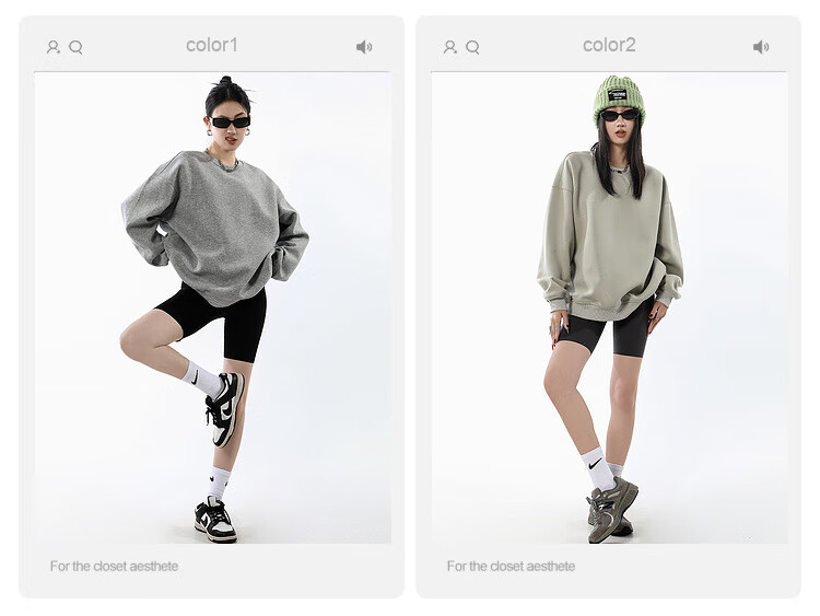 ICH MODE Women's American Style Crew Neck Solid Color Sweatshirt Spring Autumn New Loose Lazy Pullover Long Sleeve Top Black M 3