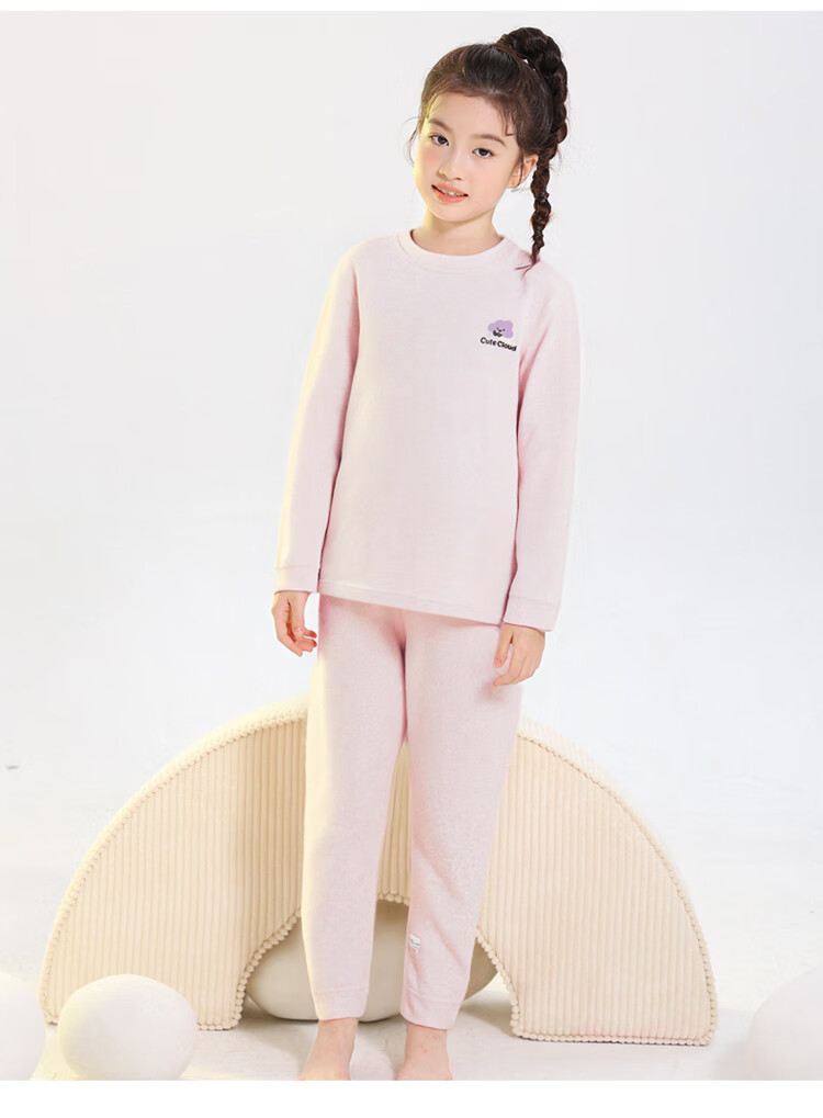 YUZHAOLIN Kids Thermal Underwear Set Unisex Autumn Cotton Pajamas Homewear Off-White 160 14