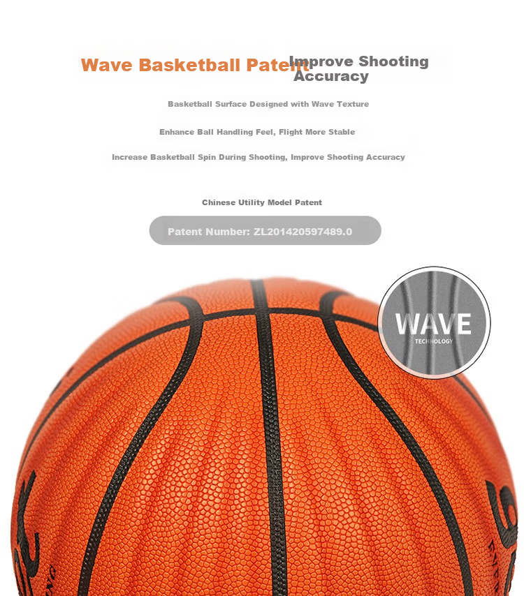 ProSelect Basketball, Size 7, Moisture-Absorbing PU Wave Pattern, Cement Court Wear-Resistant, Indoor And Outdoor Training And Competition Basketball, GB672GTV 8