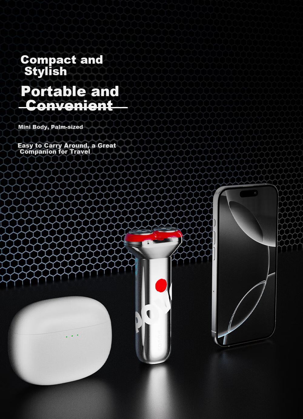 POVOS Electric Shaver, Mini Portable Full-Body Alloy Body, Washable, Fast Charging PQ3803 Modern Red, Daily Gift for Boyfriend, Husband, Father's Birthday Present 8