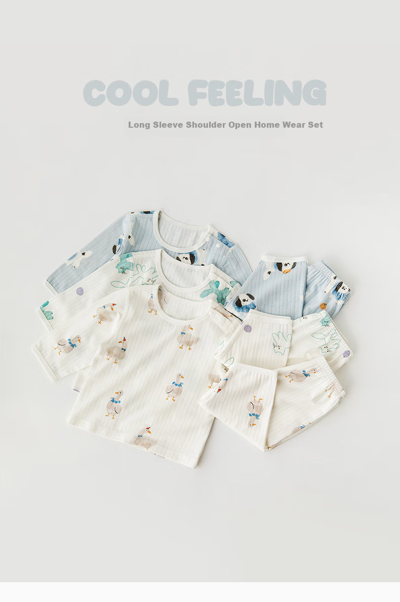 Guaiqixiong Baby Boy And Girl Underwear Set, Home Wear, Infant Two-Piece Spring And Summer Thin Outfit, Spring And Autumn Pajamas, Children's Clothing 1