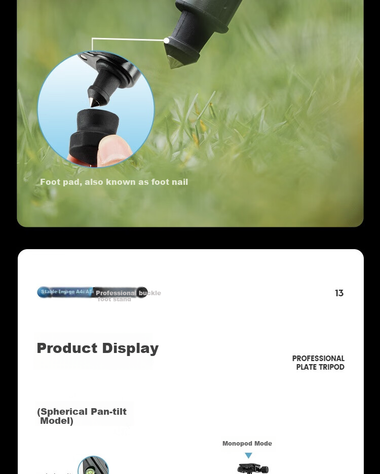 Fotopro A5i+55QS+SJ-85, Buckle Design Panoramic Ball Head, Variable Monopod, Mirrorless Digital Camera Photography Tripod, Feather Gray 16