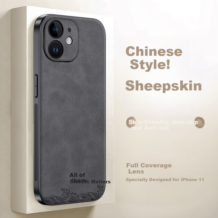 Чехол для iPhone 11 SHIYONG, ультратонкий, противоударный, из натуральной кожи, черный