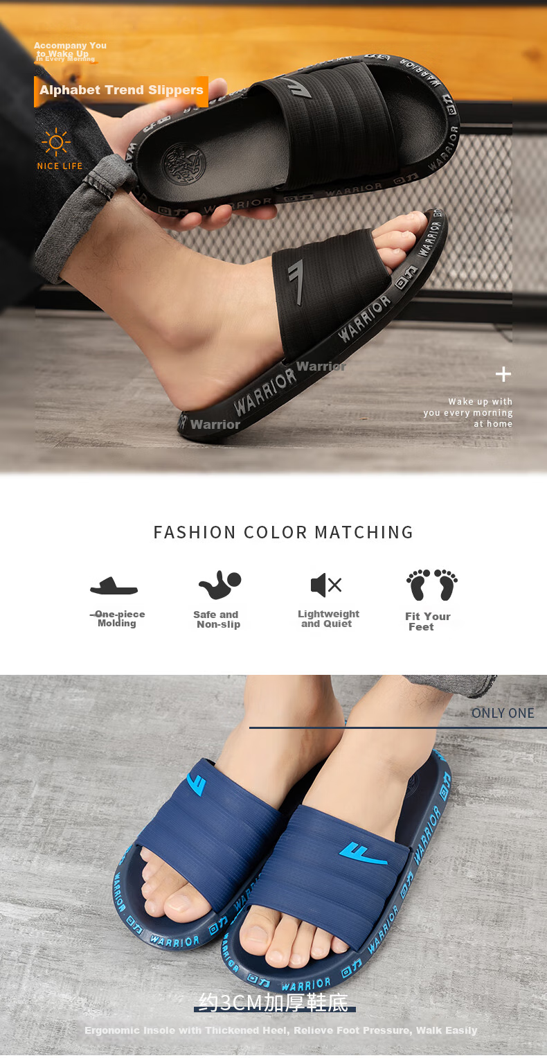 Huili Indoor Non-Slip Slippers for Shower, Couples Style, Outdoor Wear, Versatile Slippers HL0120 Light Blue Size 40 1