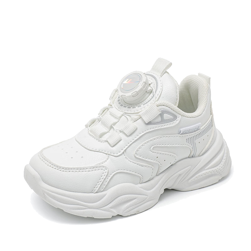 Warrior Girls' White Sports Shoes Spring and Autumn Lightweight Children's Running Shoes WZ-1232 White Size 30