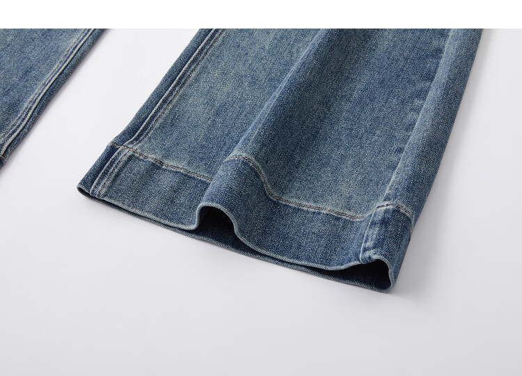 Demana Long Leg Flared Jeans Autumn Korean Style Cloud Oxygen Cotton High Waist Vintage Washed Textured Stitching Women's Denim Pants 4