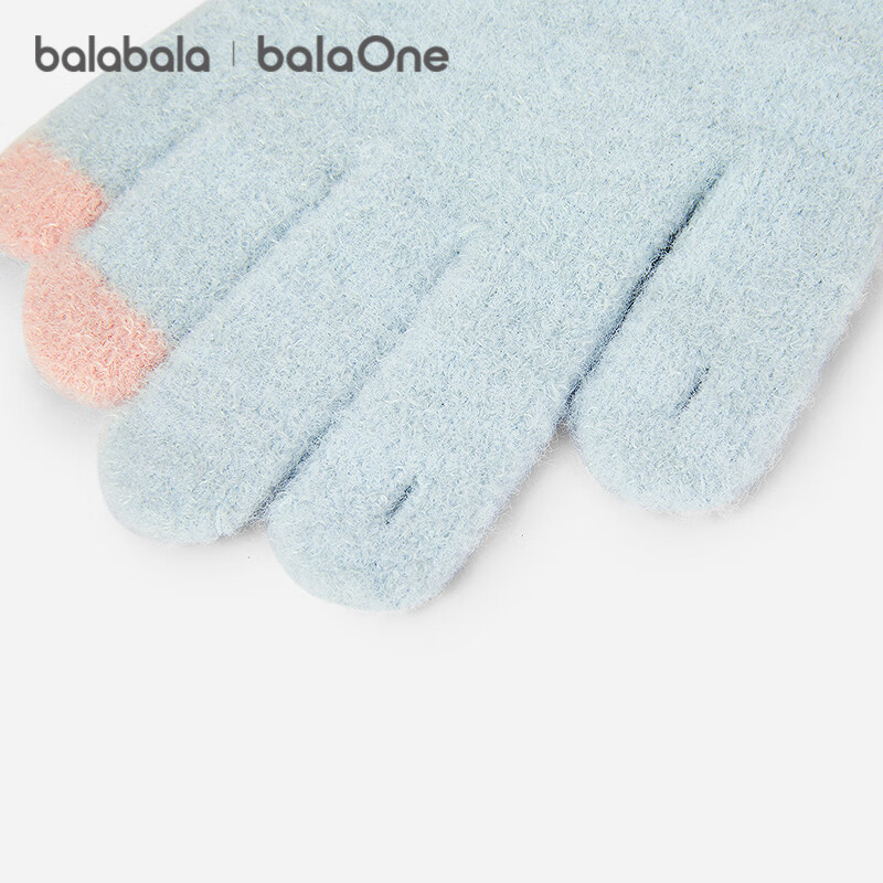 Balabala BalaOne Kids Girls Five-Finger Colorblock Bow Gloves 2025 Comfortable Warmth 208425162207