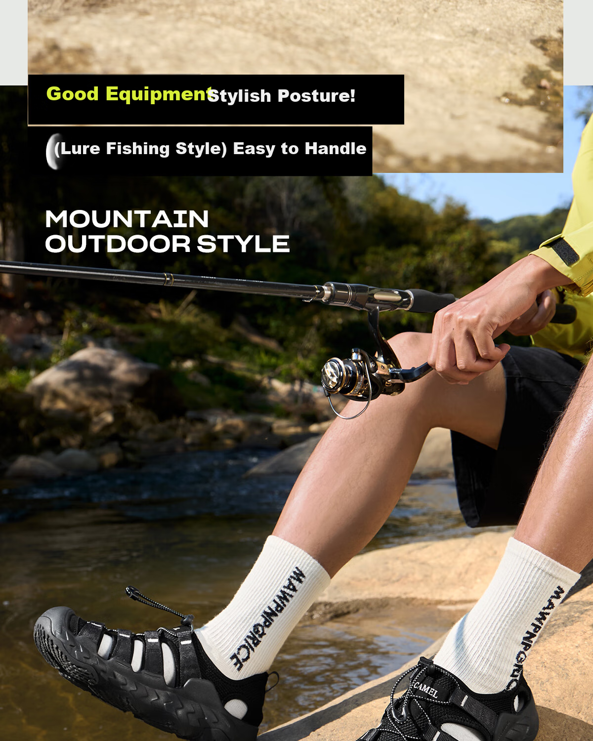 CAMEL Slip-On Shock-Absorbing, Non-Slip, Anti-Collision Lightweight Outdoor Stream Trekking Sandals for Men G15M380022 Light Green 40 23