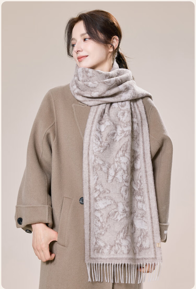 JIUMU Women's Sheep Wool Scarf Autumn Winter Warm Shawl Gift Box for Mother's Day Birthday 15