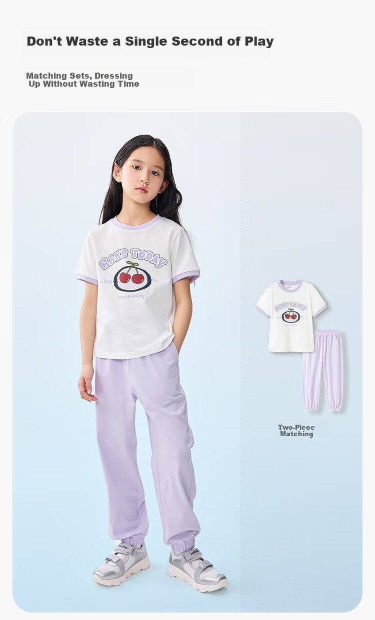 BALABALA Children's Clothing Short-Sleeve Set for Girls, Two-Piece Summer Outfit 2025, Quick-Dry Long Pants, Preppy Style 208225119009 3