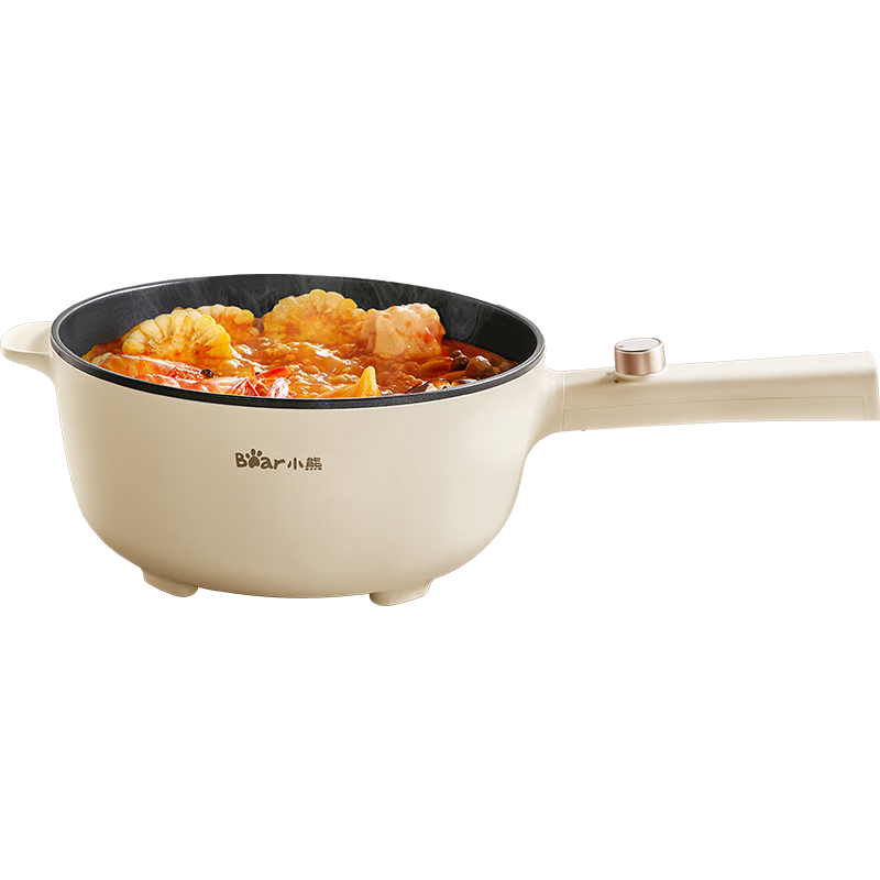 Bear Electric Wok, Electric Hot Pot, Electric Cooking Pot, Multi-Functional Steaming And Frying All-In High-Power Cooking Pot for Home Use, Electric Hot Pot 4.5L B28D3 with Steamer Basket