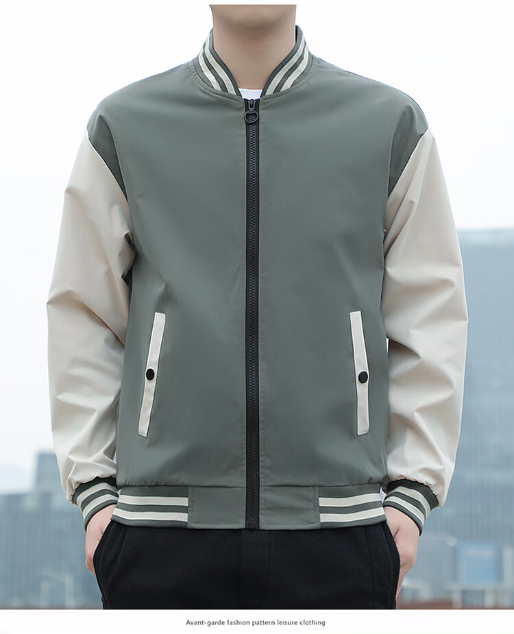 TUCANO Men's Spring Autumn Baseball Collar Casual Jacket Sport Comfortable Fashion Top Green 4XL 4