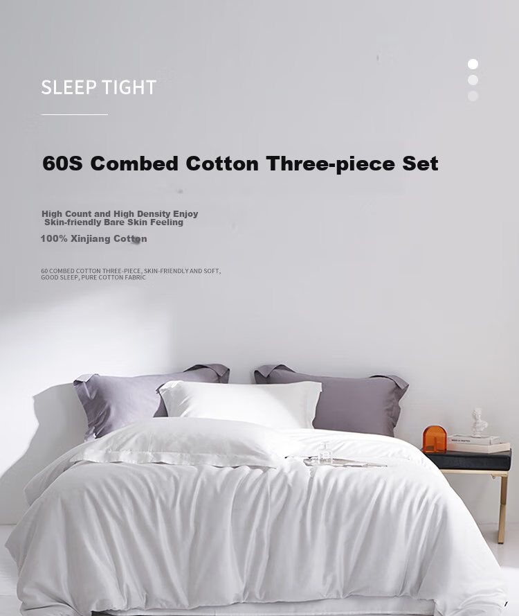 ZiiU White Hotel Three-Piece Set, Pure Cotton White Bed Sheet And Duvet Cover for Hotels And Guesthouses, White, for 1.2-Meter Bed 1