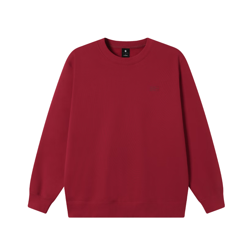 JD Original Fleece-Lined Sweatshirt for Men, Fall 2025 New Style, Thickened Warm Loose-Fitting Versatile Couple's T-Shirt, Dark Red, XL