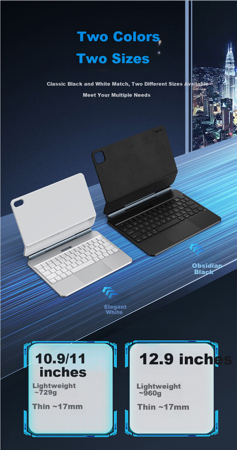 COOLSTART Magnetic Floating Keyboard Case for Apple IPad 12th/11th Gen/A16/10th Gen, Compatible with 11/10.9-Inch IPads, Protective Cover And Stand, White 21