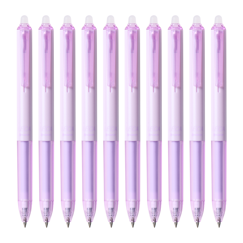 KACO Blue Erasable Gel Pen for 3rd Grade Students, 0.5mm Retractable Anti-Slip Grip, Simple Office Signature Pen, 10-Pack, Twilight Purple