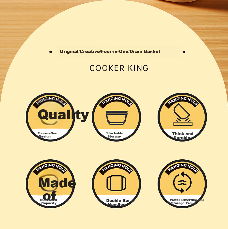 COOKER KING Double-Layer Colander Drainer Basket Kitchen Plastic Fruit Tray Strainer Vegetable Washing Basket White 2