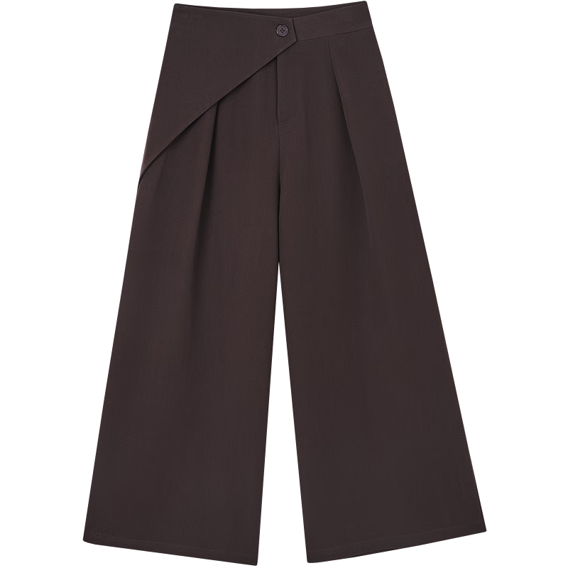 Demana [Relaxed Female Writer] Spring and Autumn Simple Style Patchwork Pleated Waist Wide-Leg Pants Petite Women's Casual Trousers