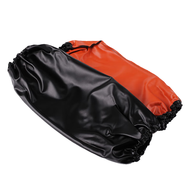 Mandelay Waterproof Acid-Resistant PVC Sleeve Covers Work Protective Sleeves Kitchen Apron Oil-Proof Stain-Resistant Sleeves [5 Pairs] Black and Orange