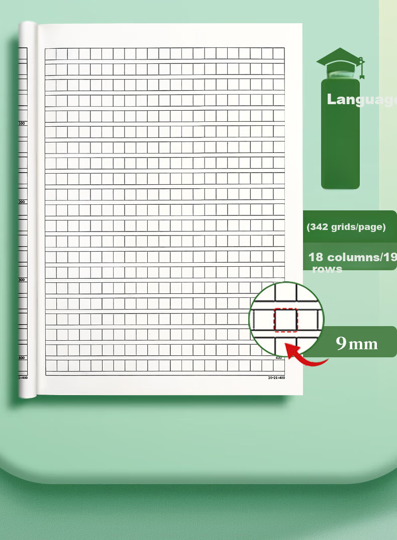 Jinzhi English Notebook, 16k/36 Pages, Sewn Binding, Four Lines Three Grids, English Exercise Book, Middle School Student Practice Book, Notebook, Dictation Book, Copying Book, Error Correction Book, Back-To Essential 4