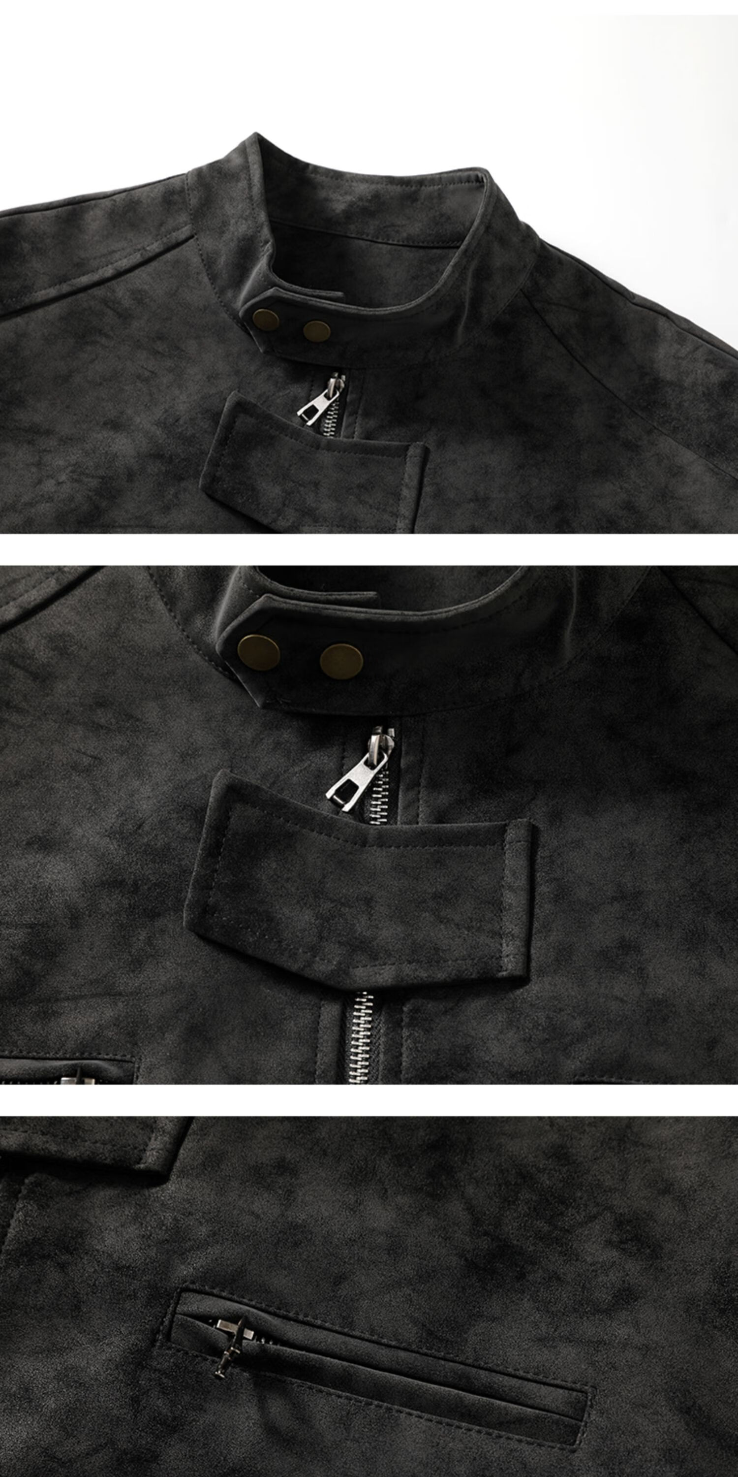 Dingfengbaoluo American Vintage Leather Jacket Men Autumn High-End Short Padded Shoulder Pilot Jacket XC38 Black XL 5
