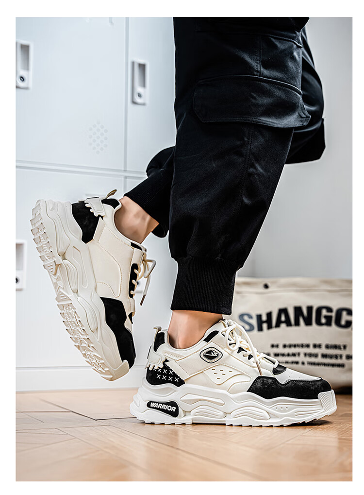 Warrior Men's Autumn New Student Casual Versatile Sports Sneakers Thick Sole White/Khaki/Green/Gray Size 41 18