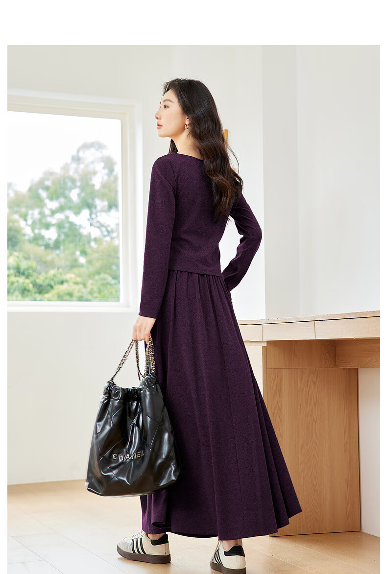 Fansiman Korean Style Premium Commuter Suit Dress for Women Autumn New Top and Skirt Set Deep Floral Gray L 18