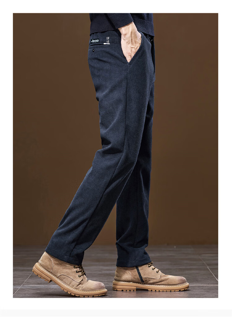JEEP Men's Casual Corduroy Straight Loose Fit Pants Autumn Winter Sports Trousers Navy Blue 36 3