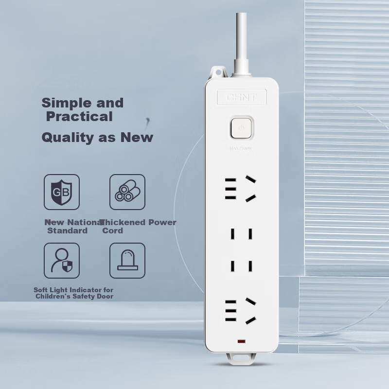 CHNT Master Control Socket/power Strip/outlet Strip/power Board/extension Cord Socket, 2-Outlet Combination Socket with Master Control, 0.8 Meters