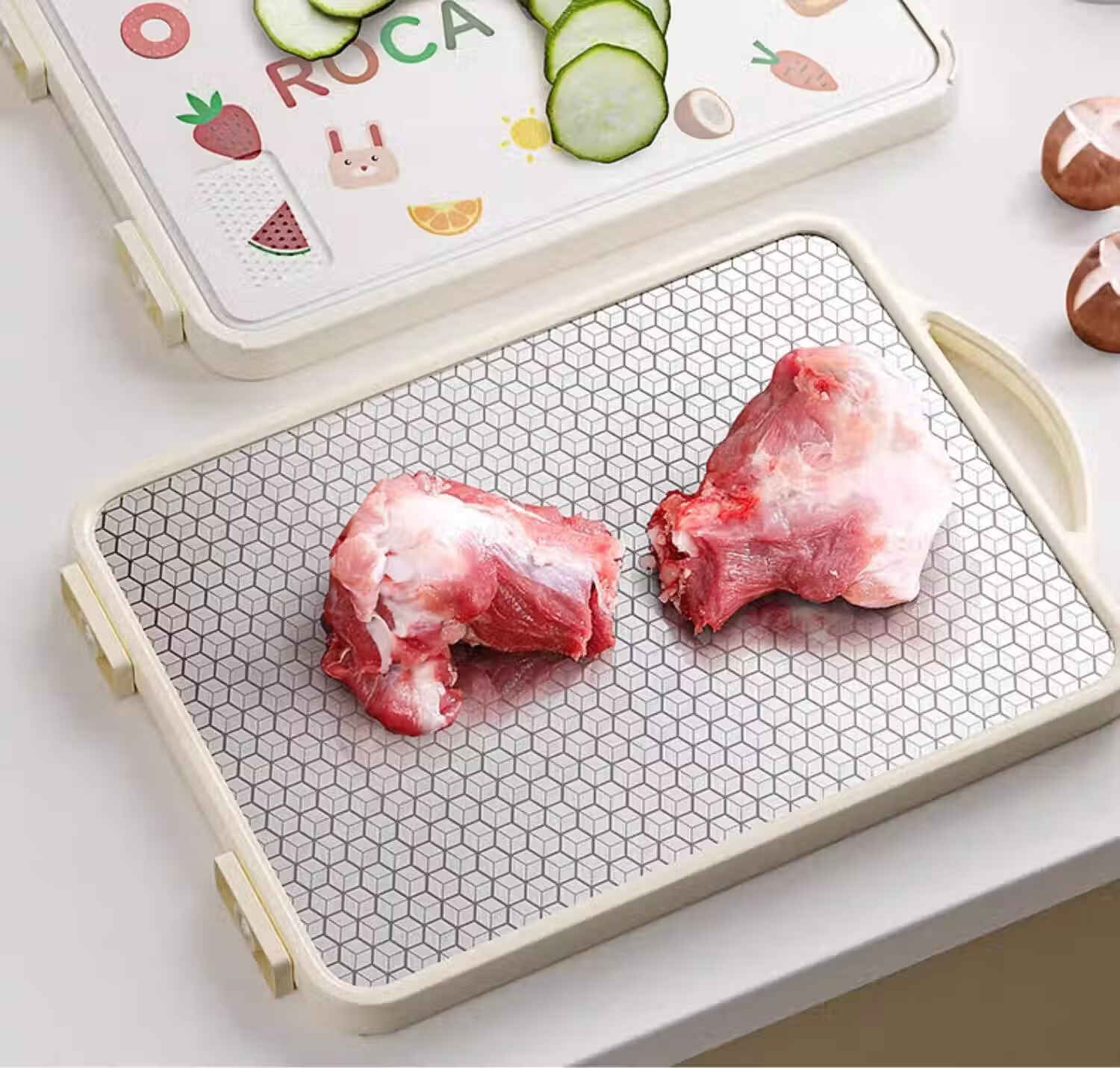 Deming Stainless Steel Antibacterial Mold-Resistant Double-Sided Kitchen Cutting Board for Home Use Fruit and Vegetable Chopping Board 9