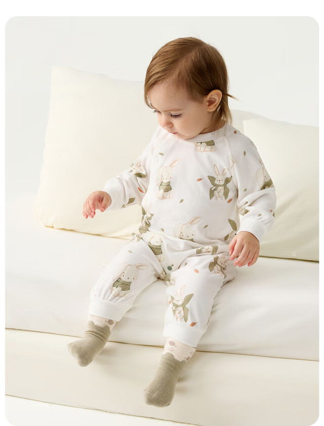 TONGTAI Baby Romper Spring And Autumn Pure Cotton Newborn Onesie for Boys And Girls, Baby Clothes Bodysuit Pajamas Coffee Color 59cm 11