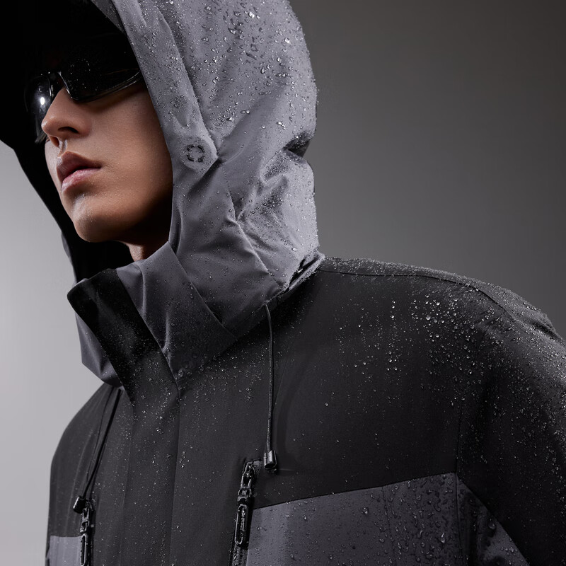 CABBEEN Men's Down Jacket with Three-Proof Fabric, Colorblock Design, Outdoor Detachable Hood Winter Coat