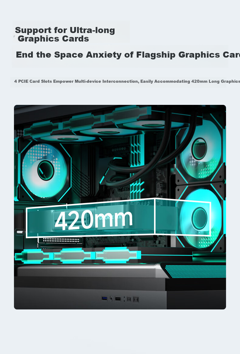 Golden Field Xiaoyu LITE Black Gaming Computer Desktop Case Compatible with 360 Water Cooling, MATX Motherboard, Three-Sided Quick Release, PVC High Transparency Light Panel, 270° Panoramic View 4
