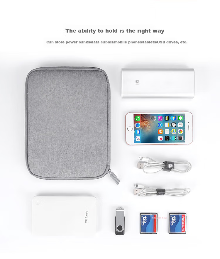 BUBM Earphone Data Cable Storage Pouch, Digital Accessory Organizer, Charger Case, Hard Drive USB Flash Drive Travel Portable Organizer Bag Accessory Pouch, Single Layer Mini, Gray 2