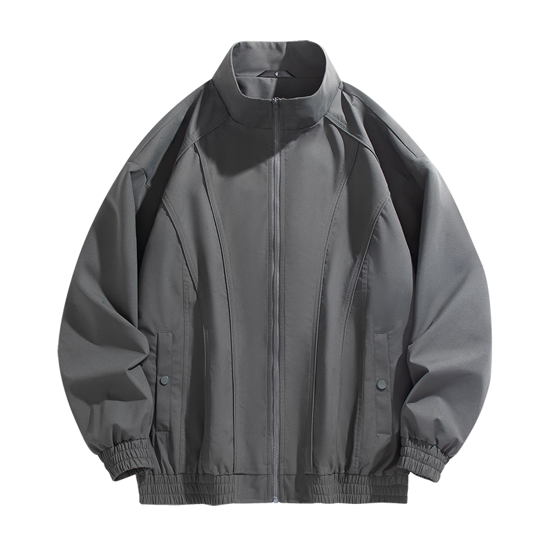 MMOPTOP Chenille Pilot Stand Collar Jacket Men's Spring Autumn Water-Repellent Casual Coat MJK17 Dark Gray XL