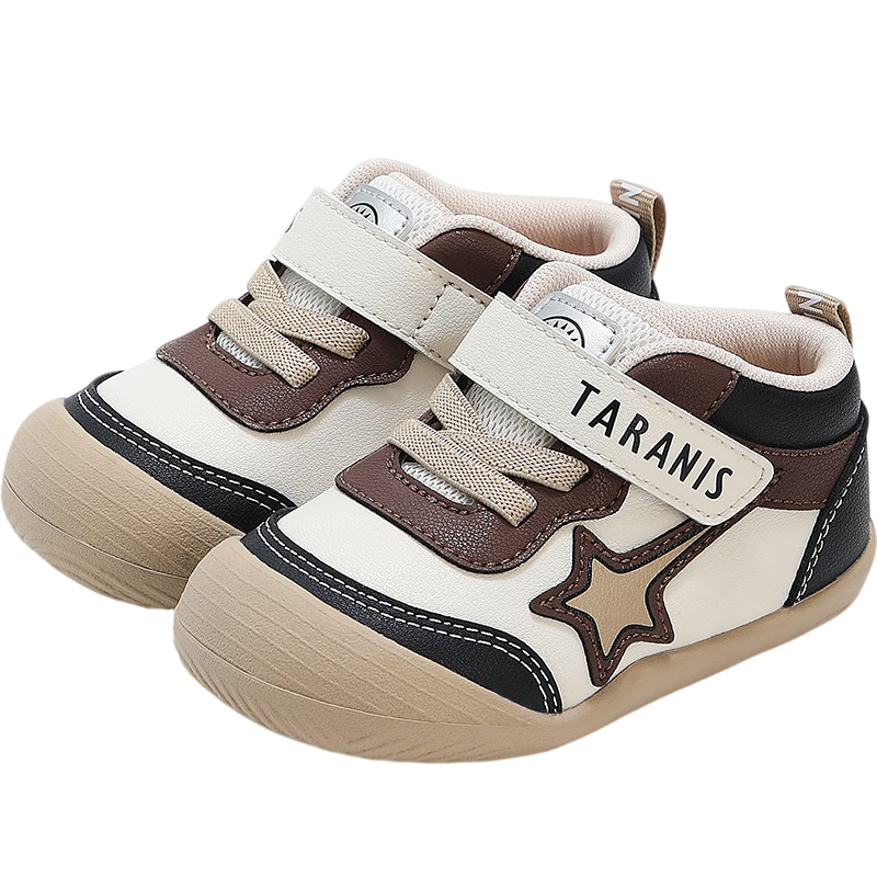 TARANIS Autumn Baby Pre-Walking Shoes Unisex Infant Functional Toddler Soft Sole Floor Shoes White/Black Size 20