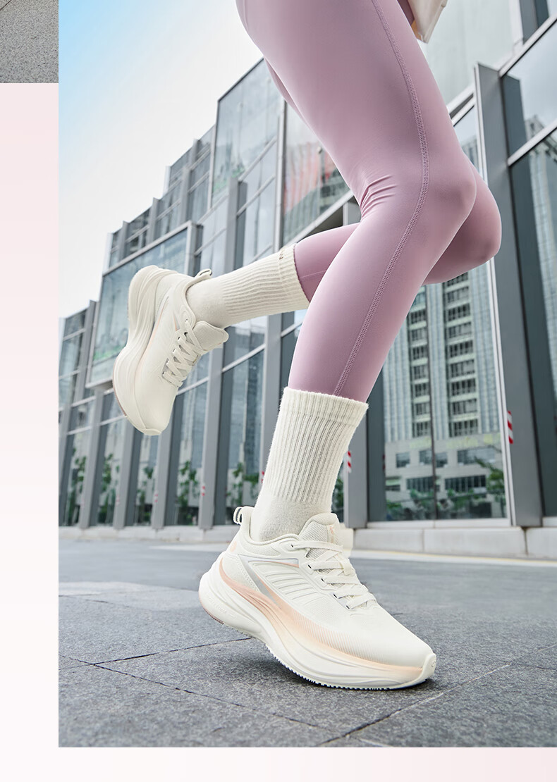 QIAODAN Yuyanlite Women's Running Shoes, Leather Upper, Waterproof, Lightweight, Commuter Jogging Shoes, Water-Resistant Technology Sneakers 7