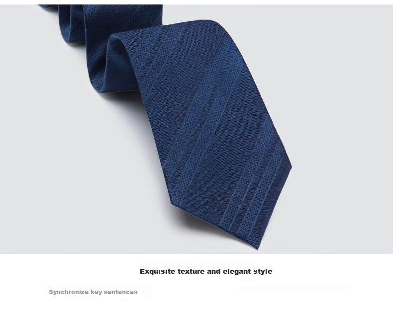 Luomeng Men's Business Formal Striped Navy Blue Silk Tie, Hand-Tied, 8 Cm, Gift Box Packaging 7