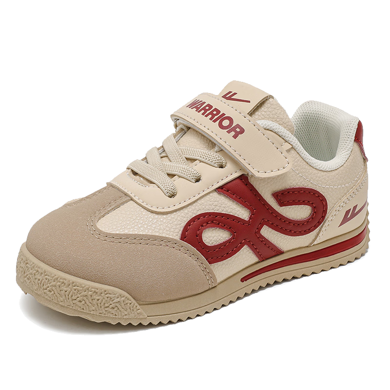 Warrior Children's Shoes, Girls' Sneakers, Spring And Autumn Casual Sports Shoes, Lightweight Kids' Training Shoes WZ-1415 Beige/burgundy 35