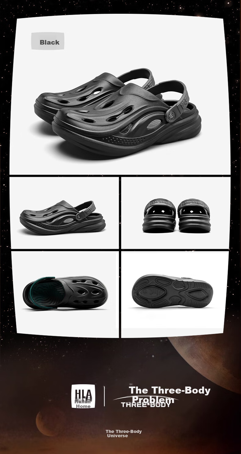HLA Trigeminy Collaboration Sandals, Men's Casual Hole Shoes, Closed-Toe Slippers HAALXM2EBK036, Gray, Size 41 12