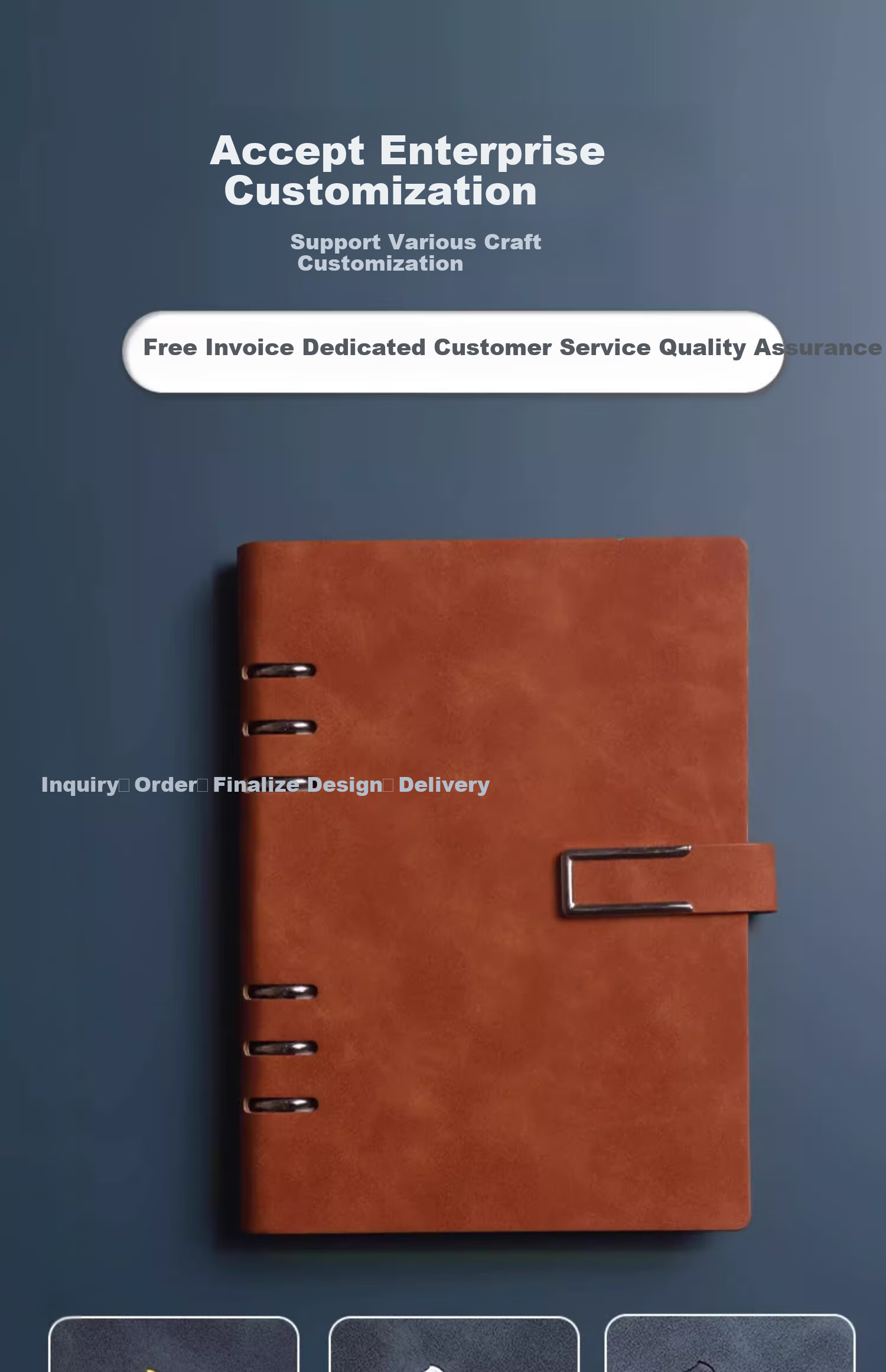 Tangyi B5 Blue-Gray 9-Ring Leather-Bound Loose-Leaf Notebook, 100 Sheets, 200 Pages, Premium Business Work Notebook, Study Journal, Office Meeting Record Book, Customizable Logo 1