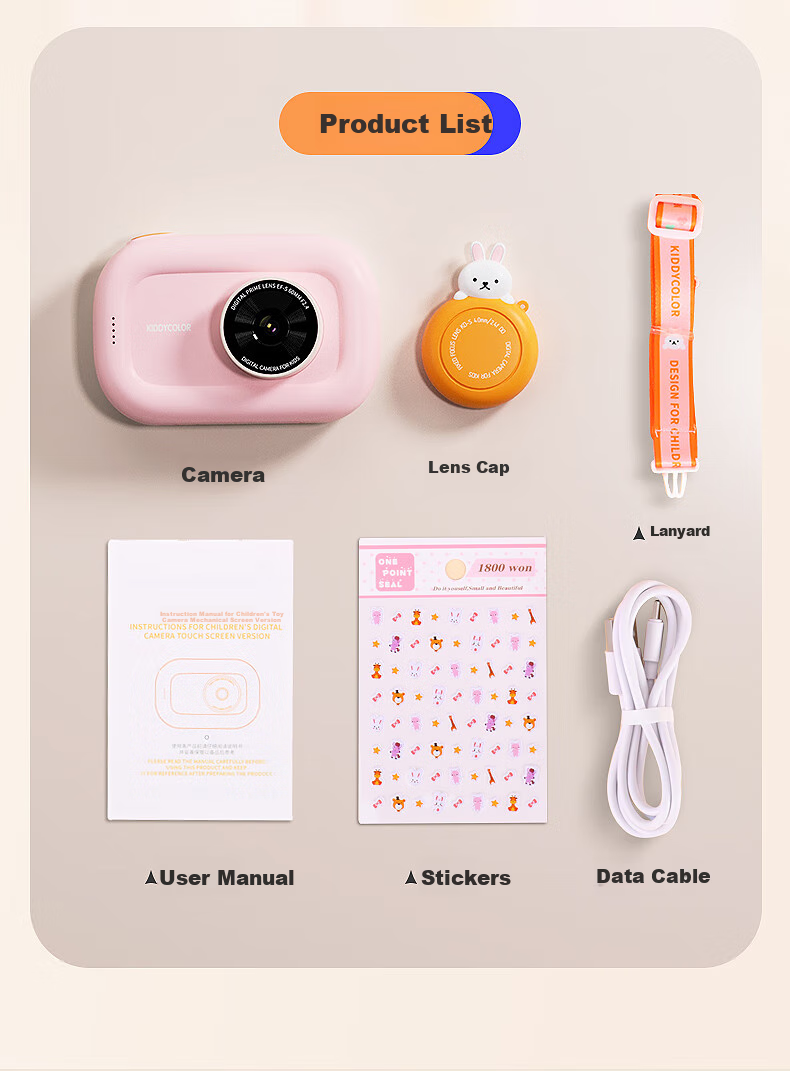 KIDDYCOLOR Children's Cartoon Camera (Unicorn 64GB), Digital CCD Student Toy, Dual Cameras, Touchscreen, WIFI Transfer, for Girls 18