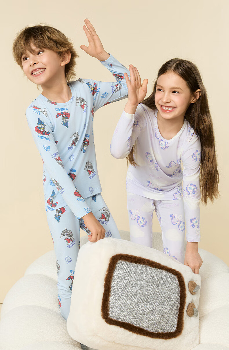 AIMER KIDS Antibacterial Modal Girls' Thermal Underwear Set 2025 New Light Warmth [5~15℃] Magic Wonder 120 3