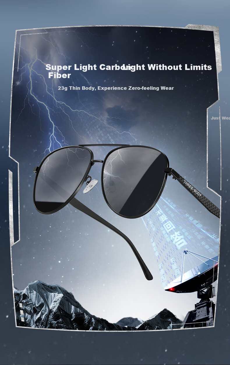 HLA [Three-Body Collaboration] Polarized Sunglasses, Carbon Fiber Sunglasses for Men, Driving-Specific Glasses, Birthday Gift 3