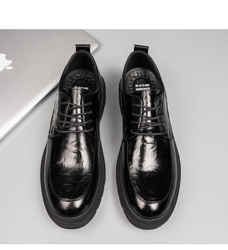 Jingzhenlianggong Men's Genuine Leather Dress Shoes 2026 Spring Business Lace-up Derby Black Size 40 13