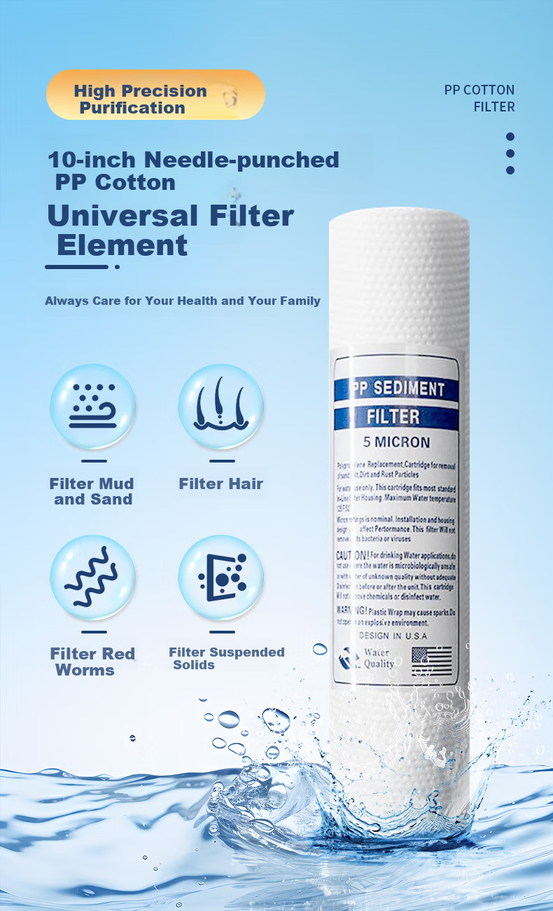 Lelandi Universal Water Purifier 10-Inch PP Cotton Filter Cartridge Compatible with All Brands, Household Under-Sink 5 Micron Pre-Filter Universal Cartridge, 4-Pack with Wrench L8200 1