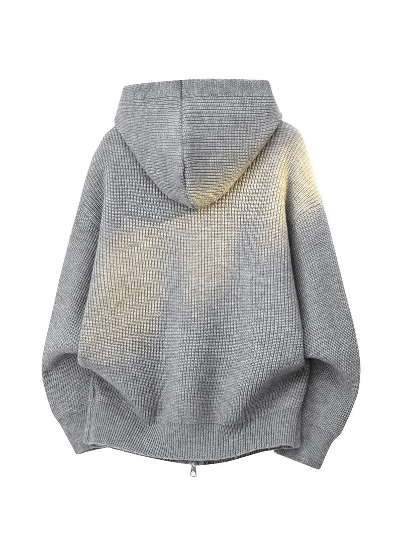 :CHOCOOLATE IT Hooded Knit Cardigan Men's Autumn New American Streetwear Casual Jacket Black Gray M 6