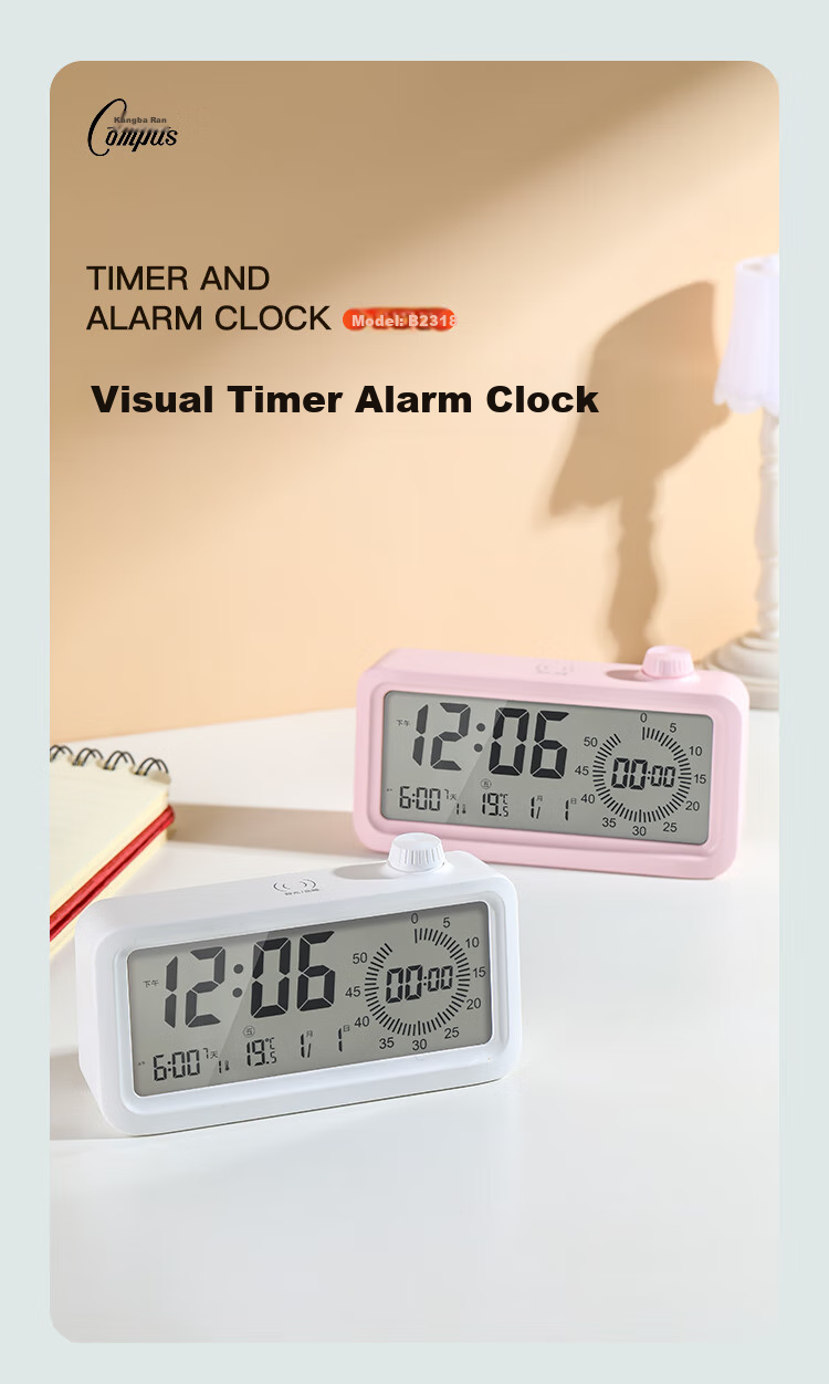 Compas Electronic Student Alarm Clock, Visual Timer, Children's Countdown Time Management Tool, Essential for Back-To And Graduation Seasons, 2318 Pink Rechargeable Model for School Seaso 1